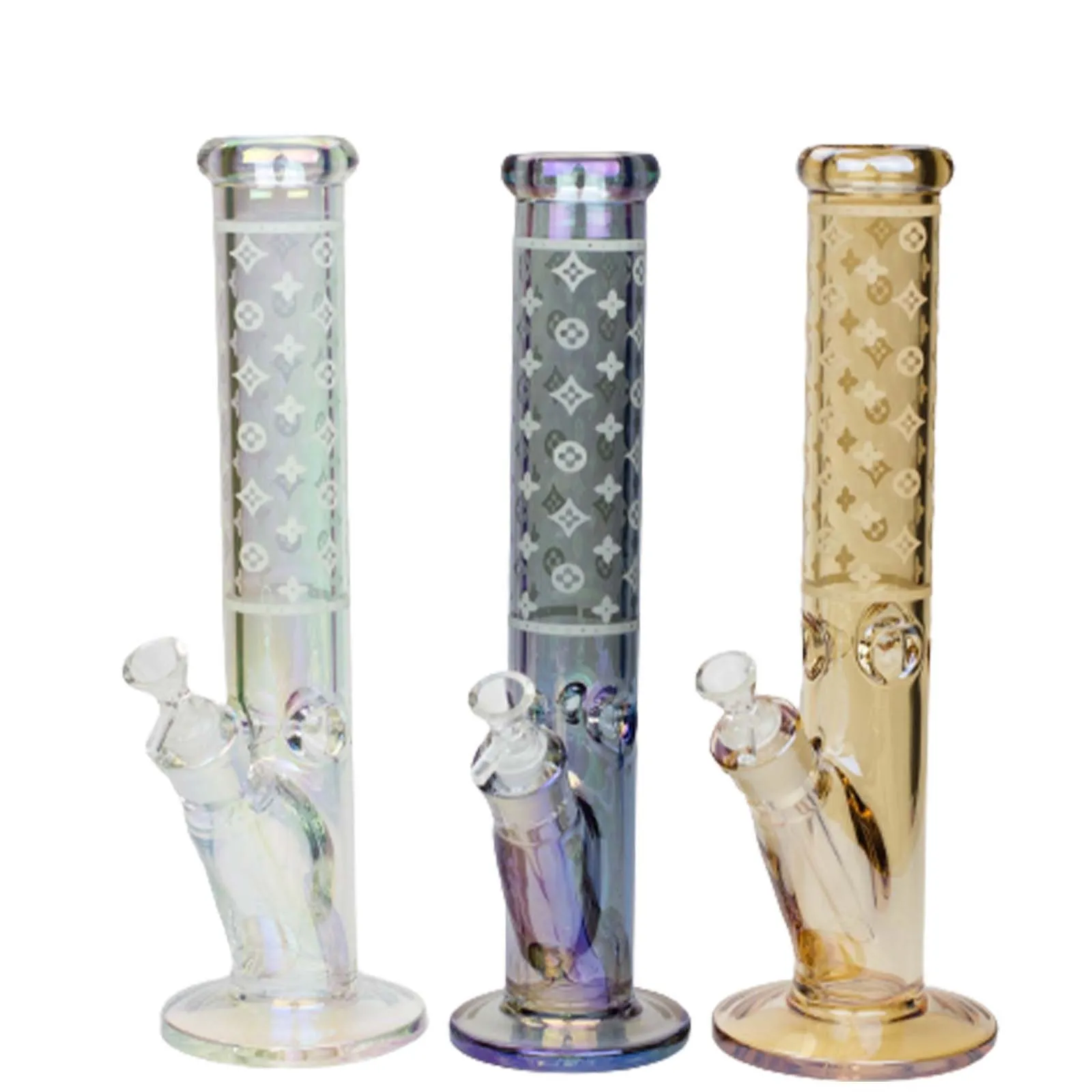 14" Luxury Electroplated Straight Tube Bong