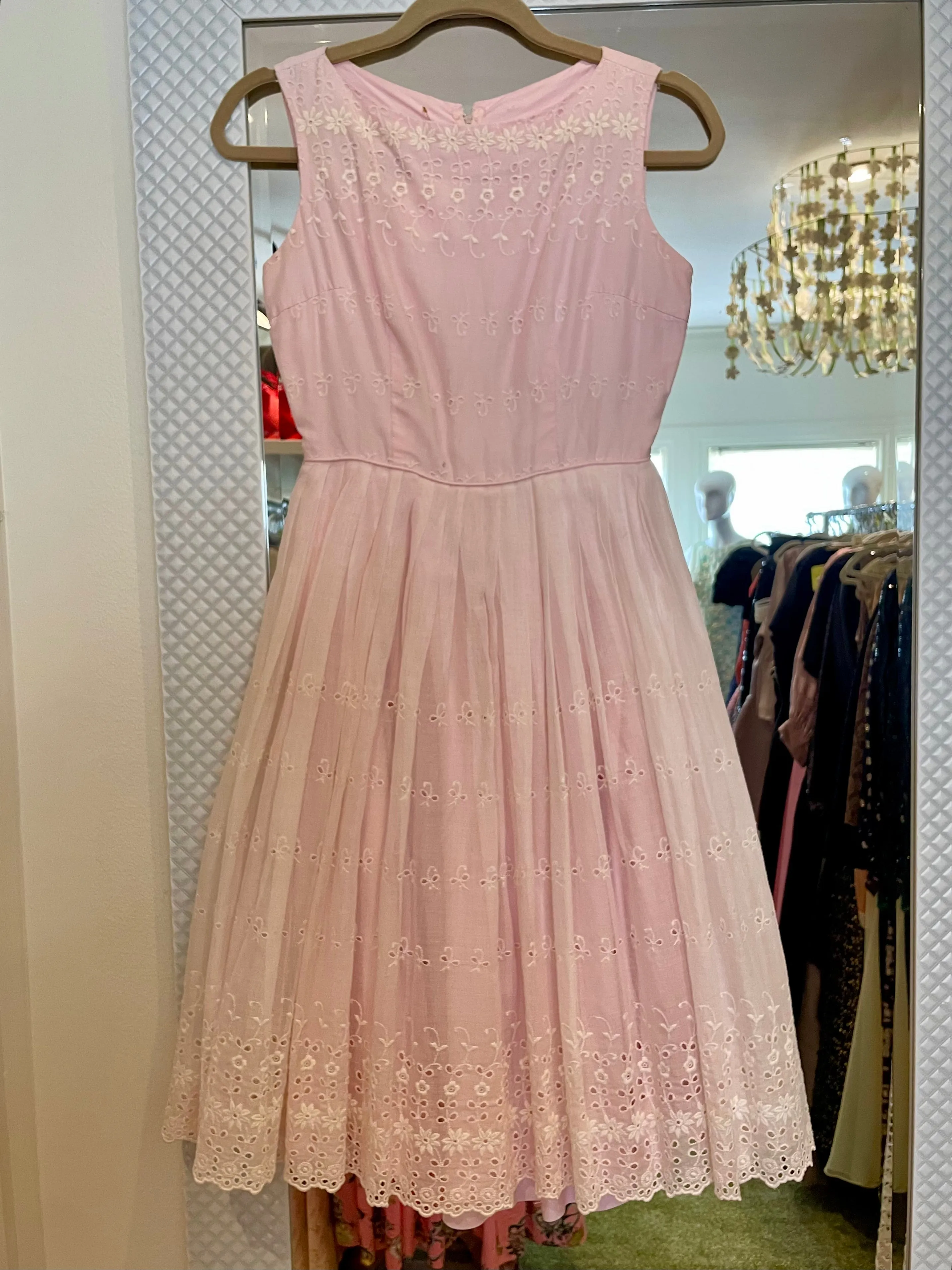 1950's Pink Eyelet Dress