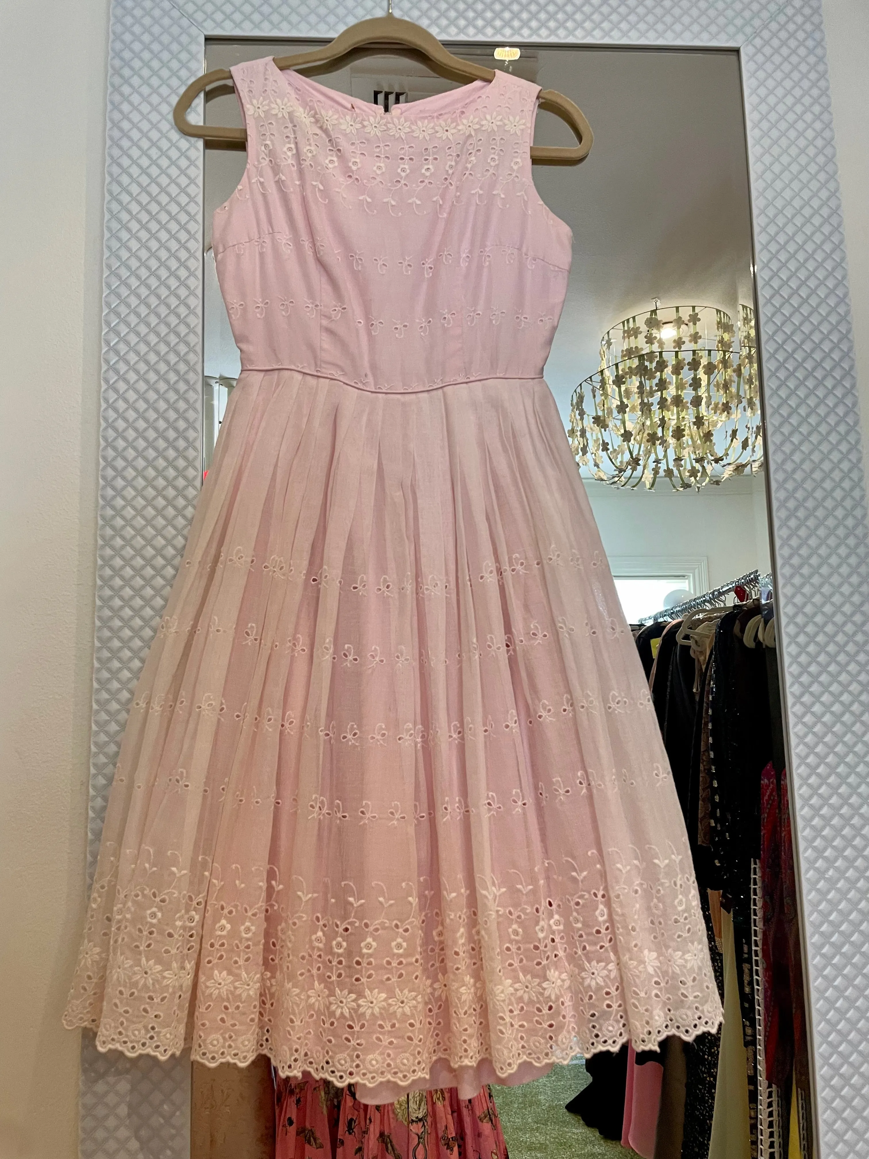 1950's Pink Eyelet Dress