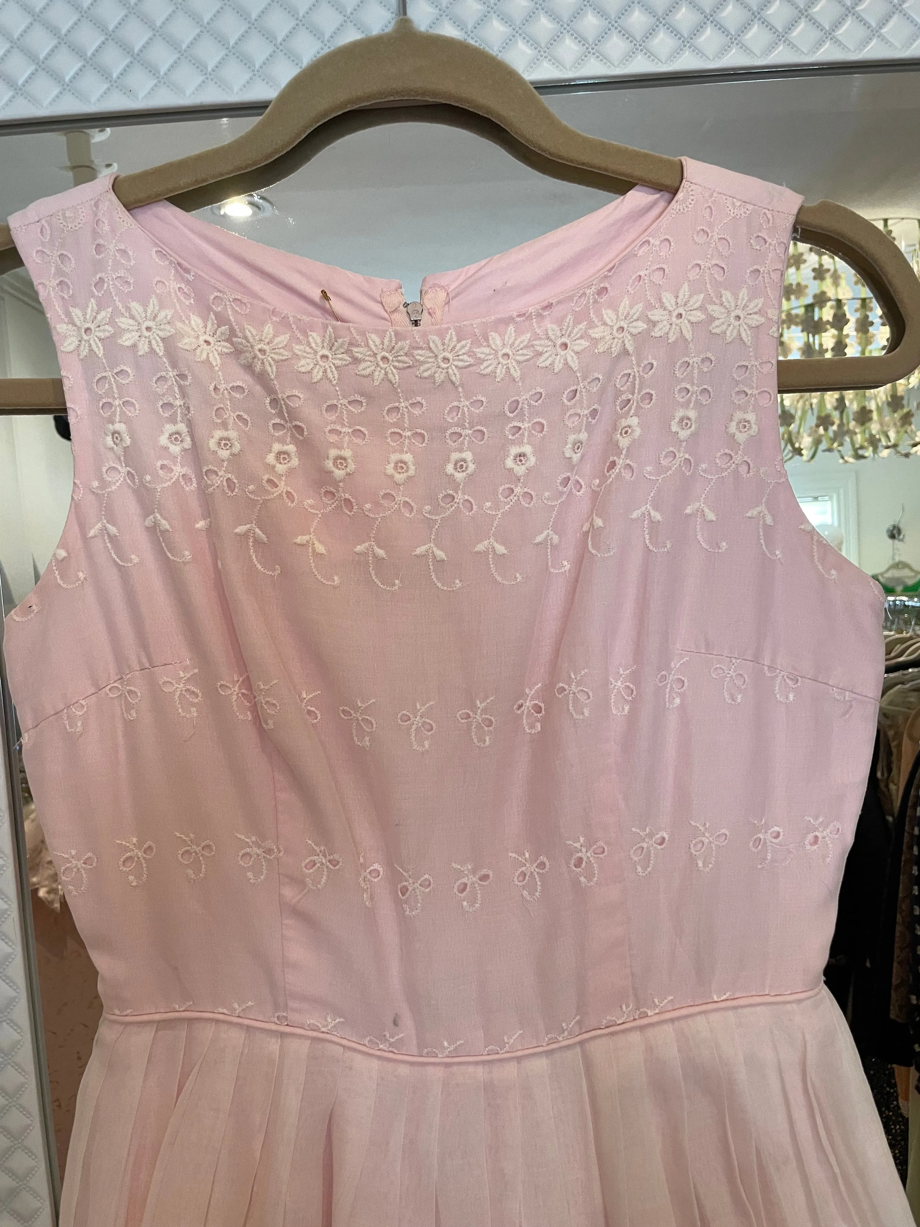 1950's Pink Eyelet Dress