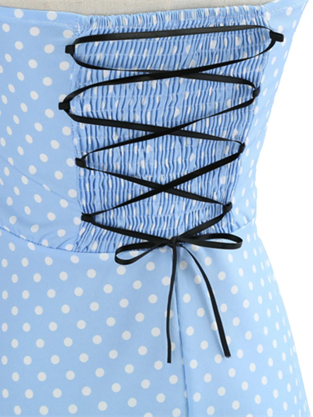 1950s Polka Dot Bow Tie Halter Swing Dress