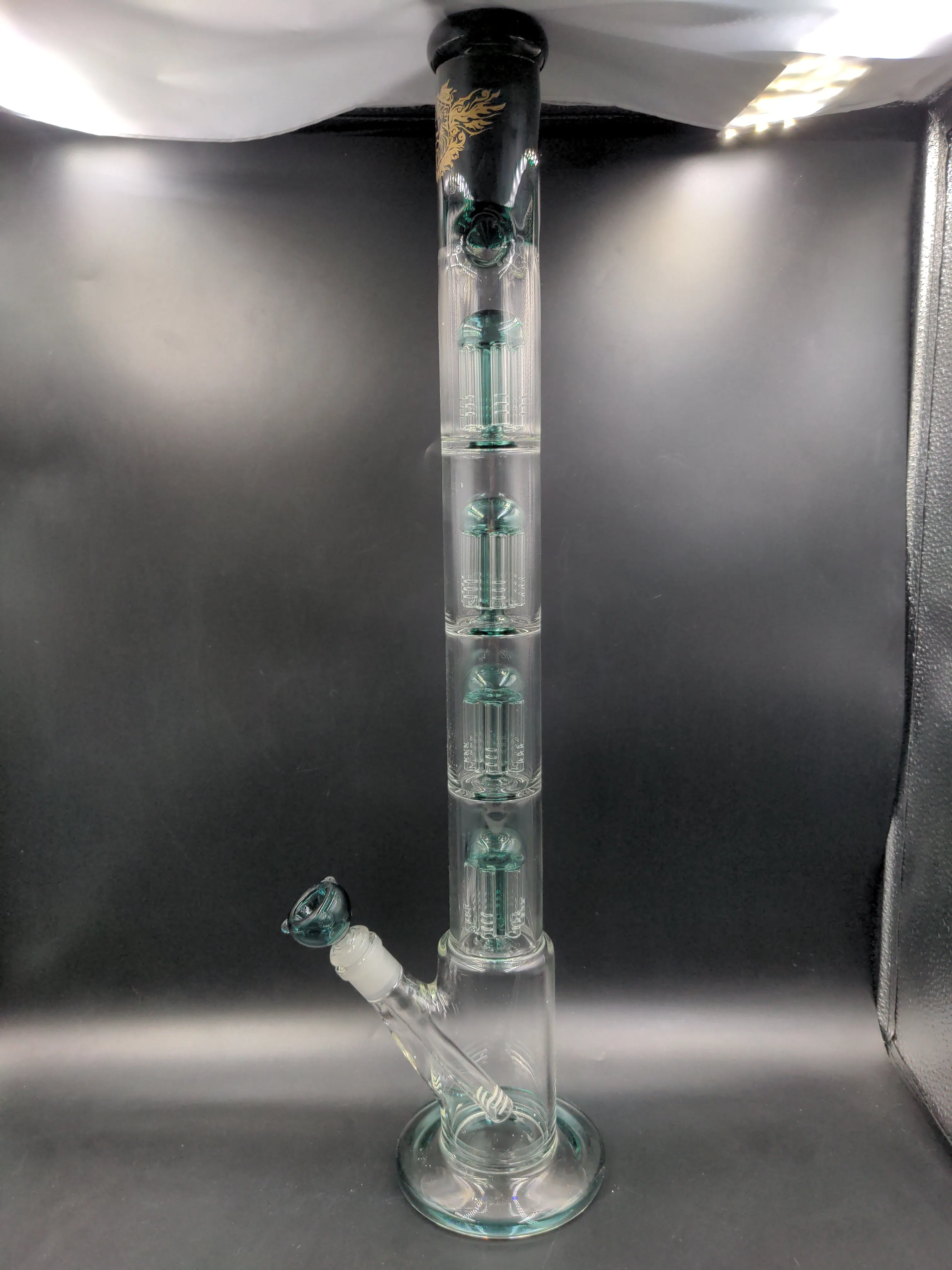 23 MGM Quad Tree Perc Glass Straight Tube