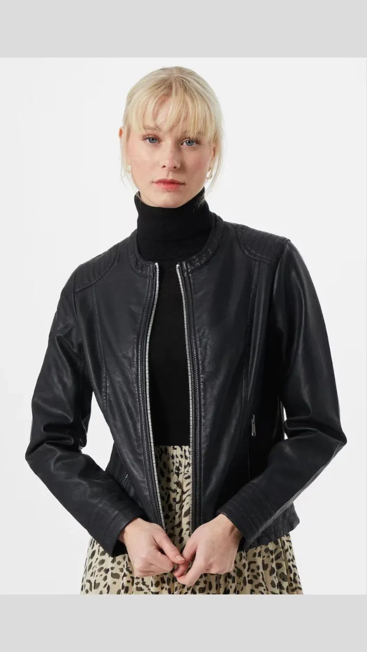 5-A1126 Byacom Faux Leather Jacket Black