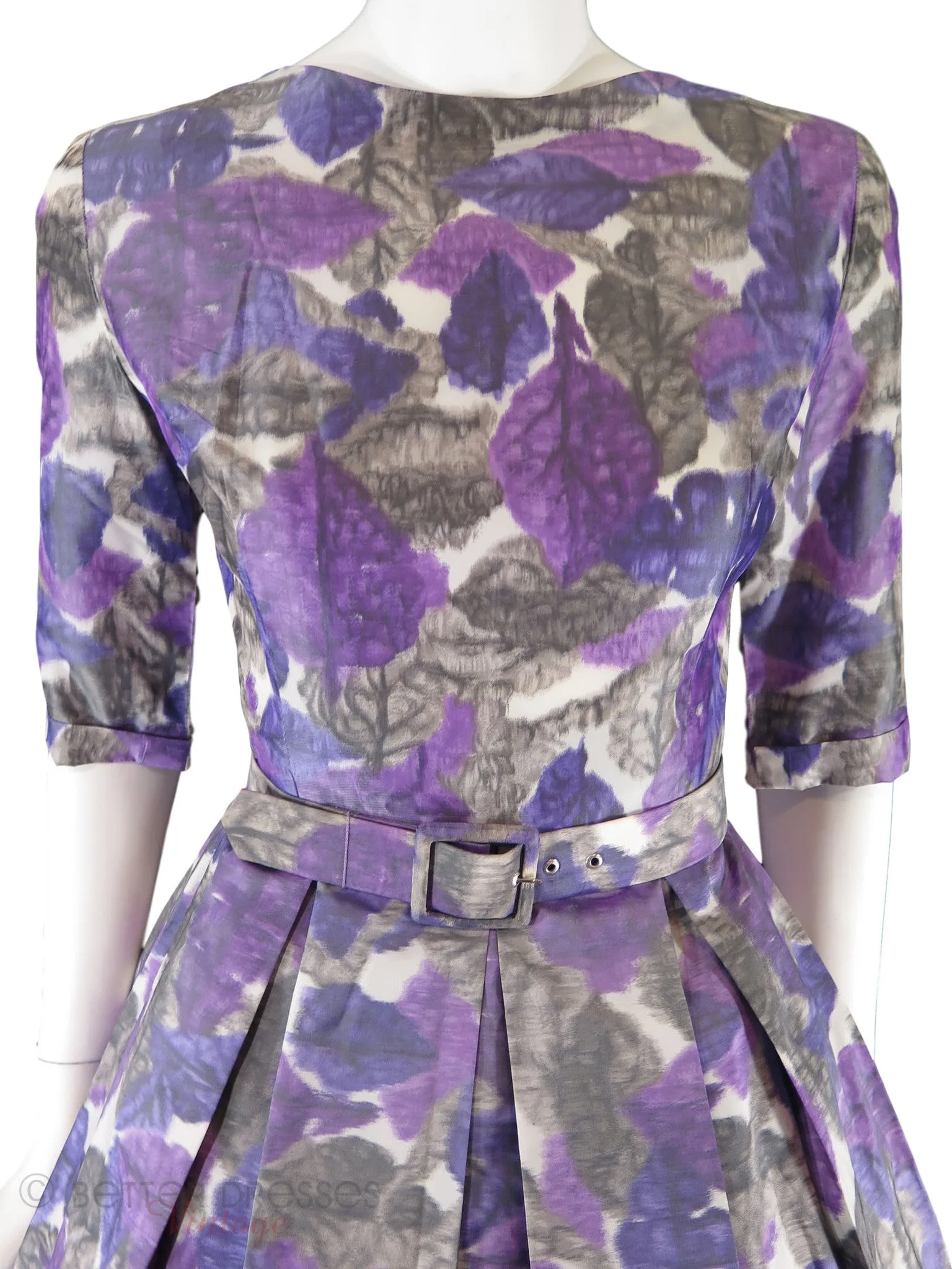 50s/60s Purple Watercolor Dress - sm, med