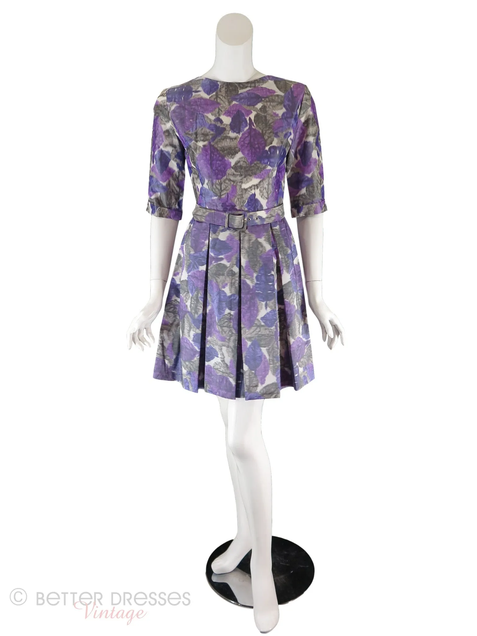 50s/60s Purple Watercolor Dress - sm, med