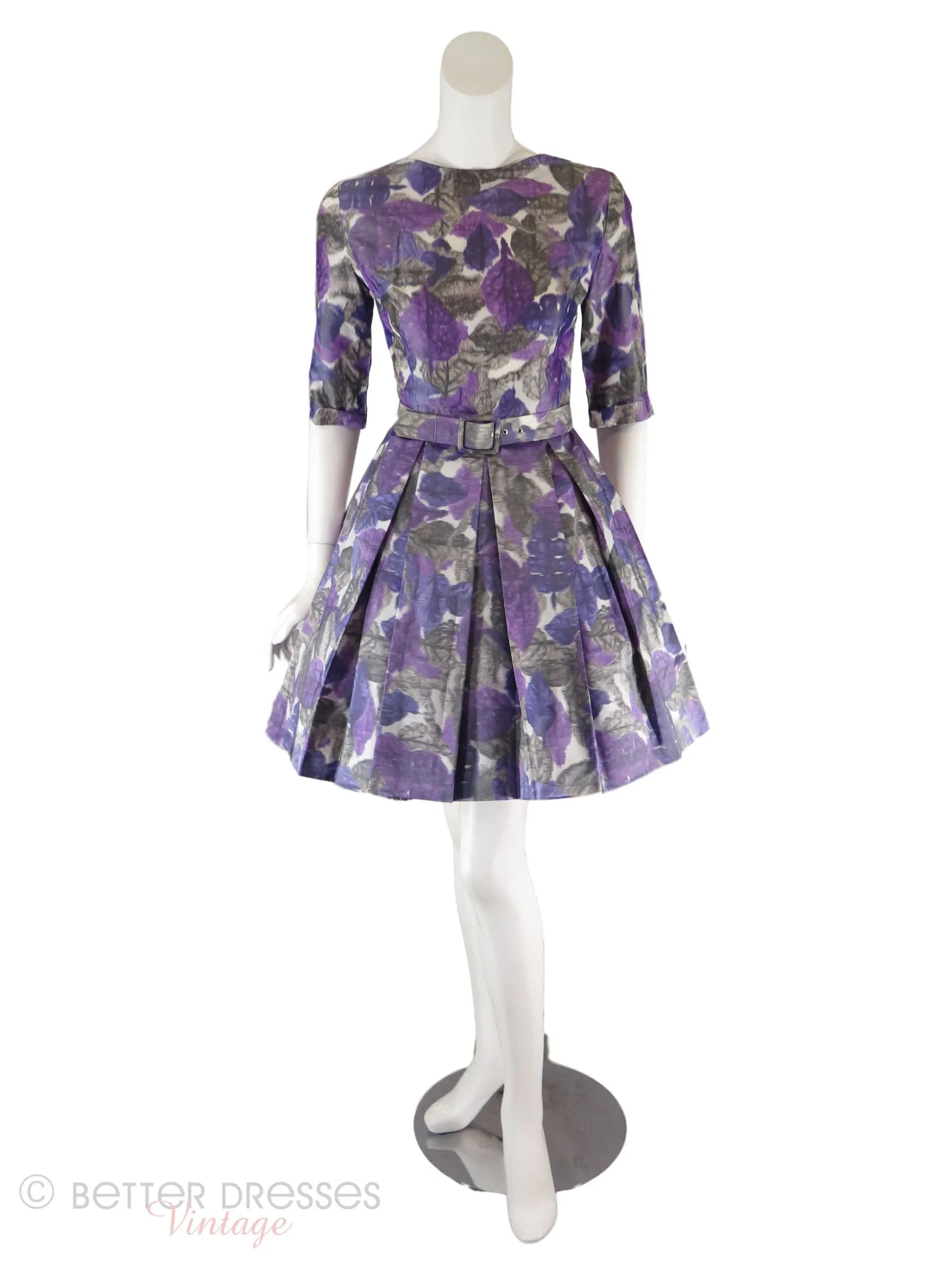 50s/60s Purple Watercolor Dress - sm, med