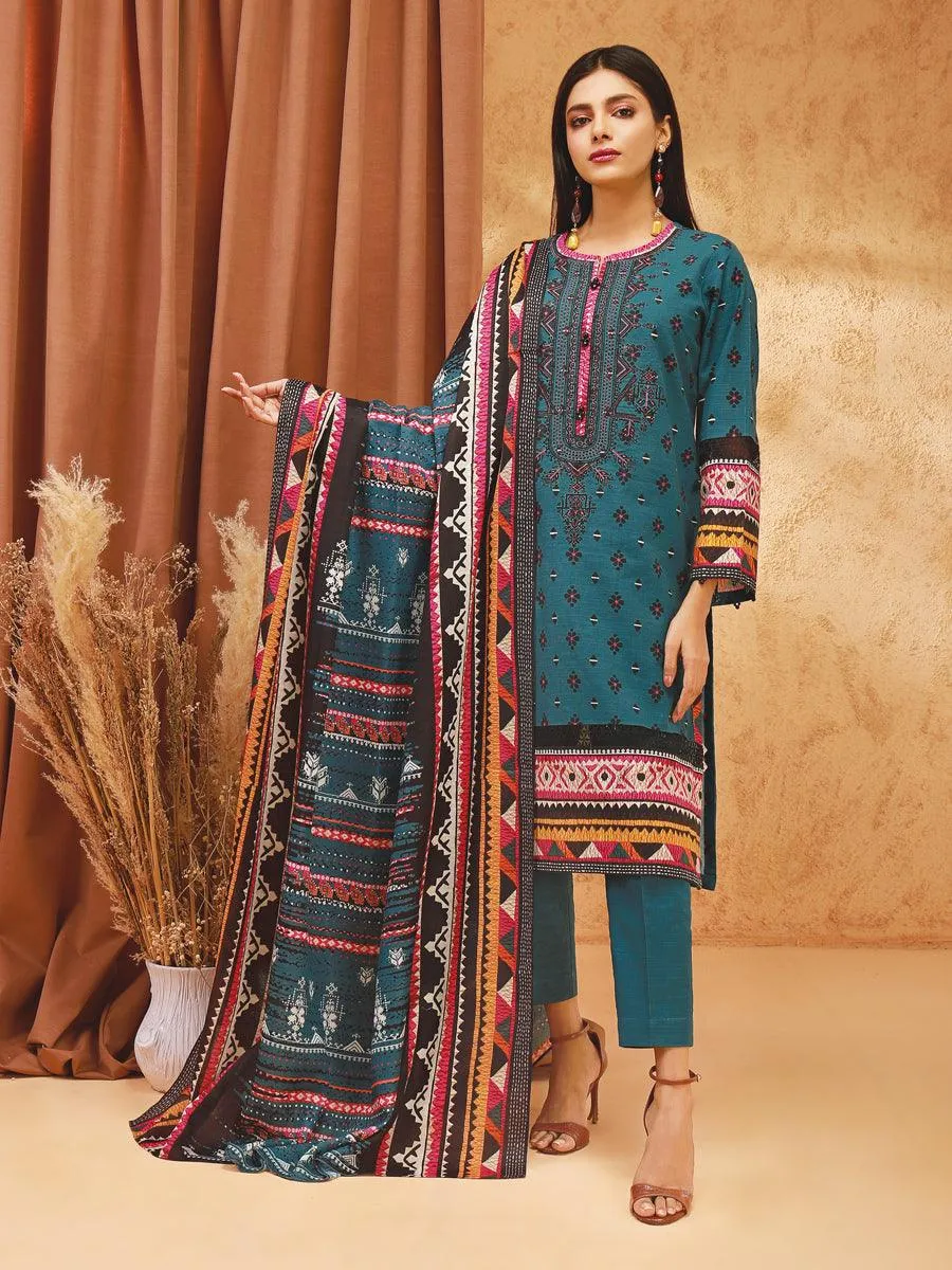 ACE Galleria Digital Embroidered Unstitched 3pc Viscose Suit ACE 12218