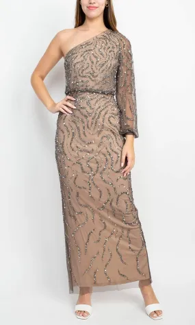 Adrianna Papell AP1E208694 - Beaded One Shoulder Evening Dress