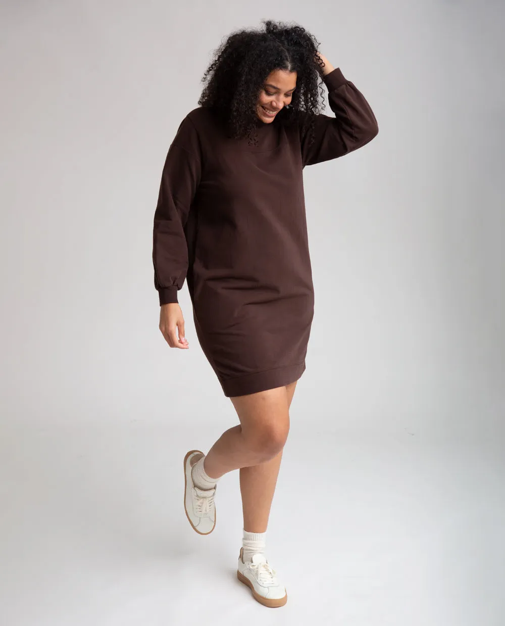 Agatha Organic Cotton Dress In Chocolate