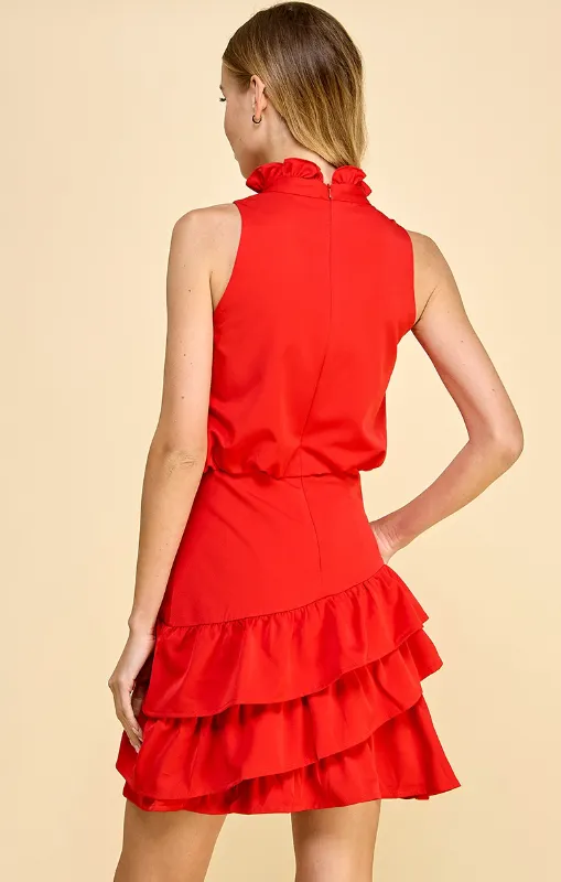 Amber Ruffle Mock Neck Dress - Final Sale 50% off