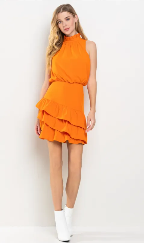 Amber Ruffle Mock Neck Dress - Final Sale 50% off