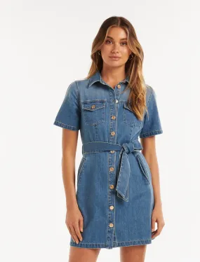 Andrea Denim Short Sleeve Shirt Dress