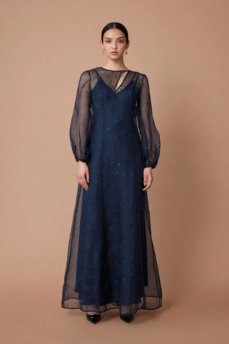 ARINI SILK MAXI DRESS - DEEP BLUE