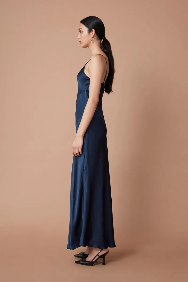 ARINI SILK MAXI DRESS - DEEP BLUE