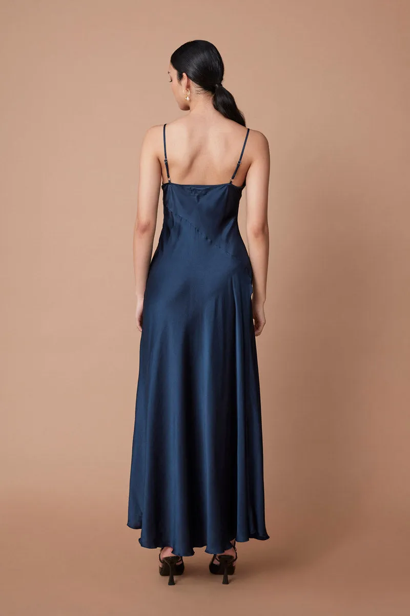 ARINI SILK MAXI DRESS - DEEP BLUE