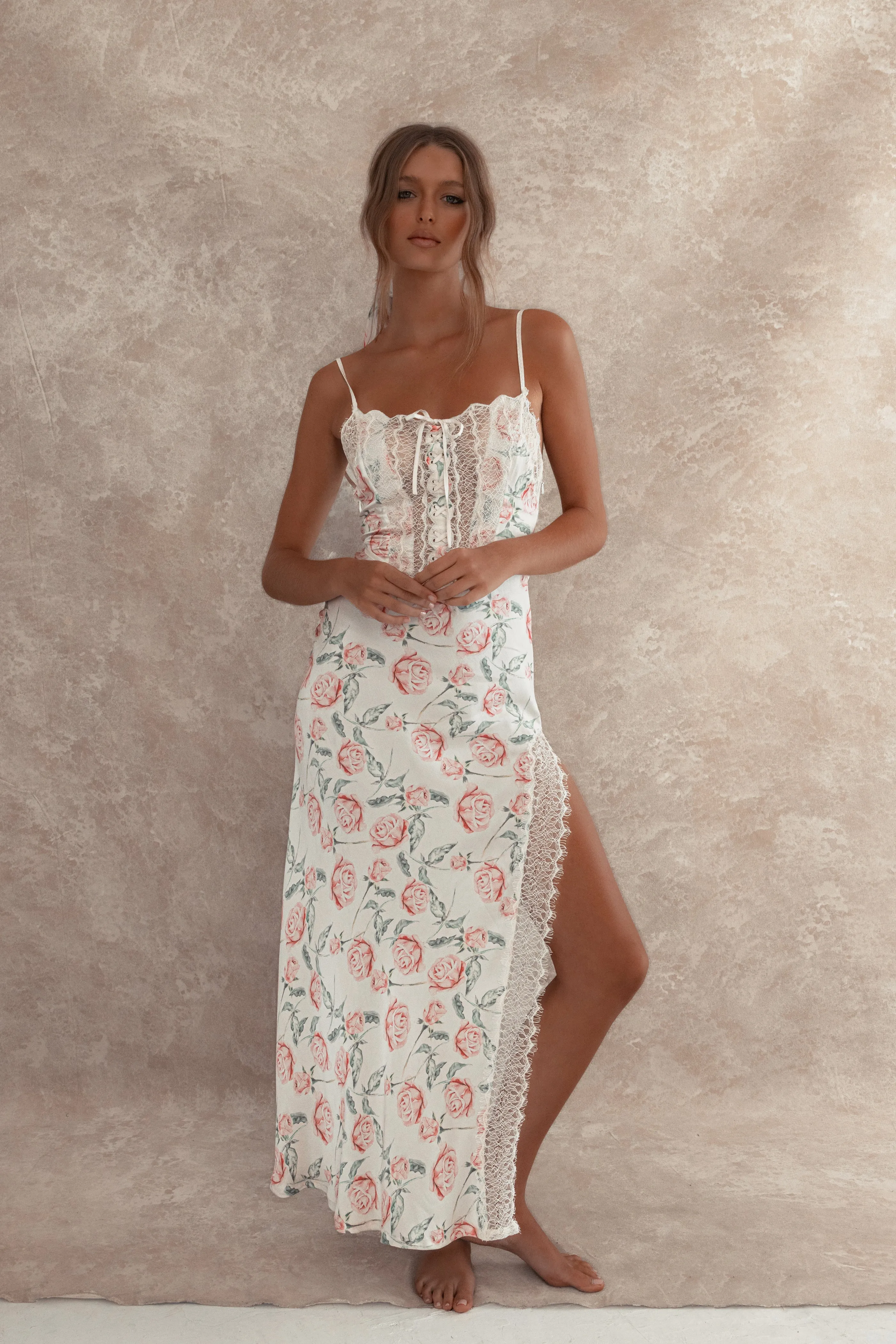 Babylon's Garden Bias Slip Maxi Dress