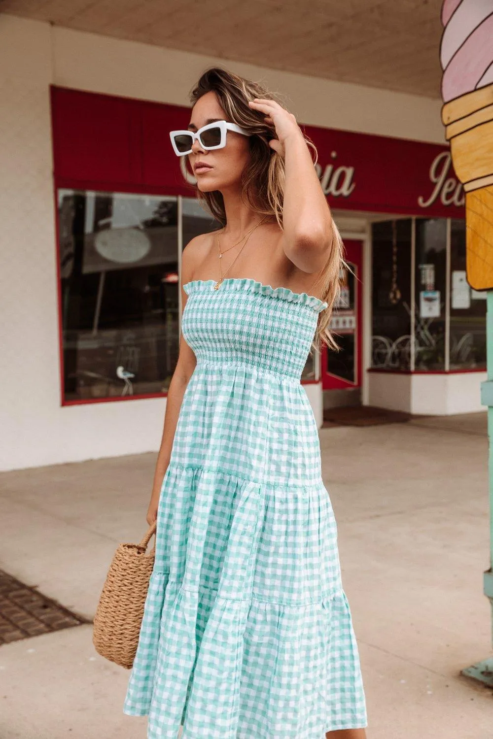 Bahamas Skirt / Dress in Mint Gingham