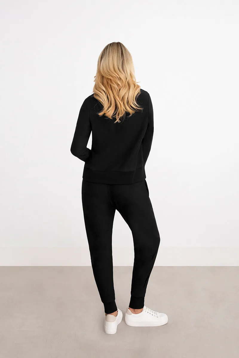 Bamboo Fleece Sweatshirt Long Sleeve | Black