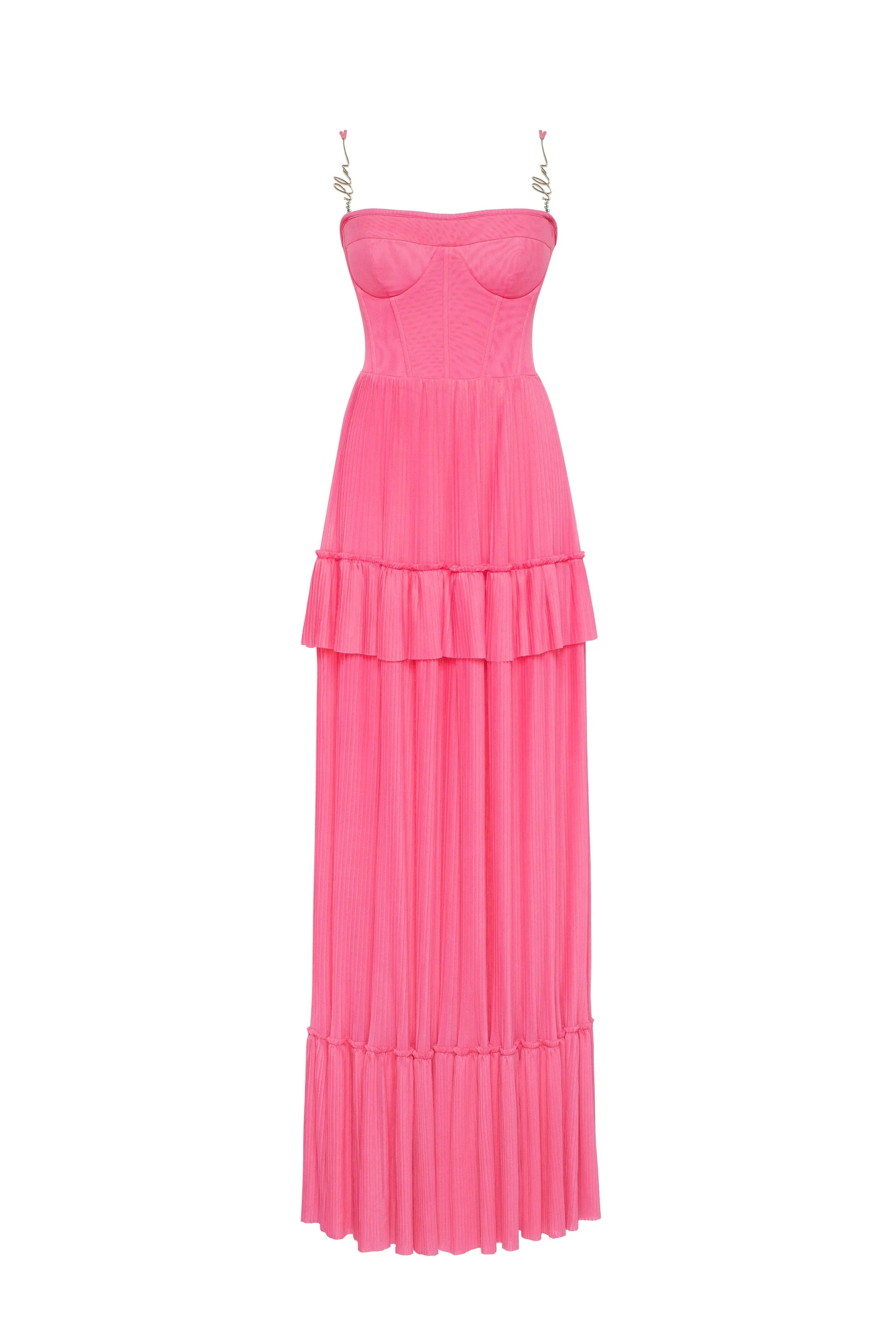 Barbie pink spaghetti strap pleated maxi dress, Garden of Eden