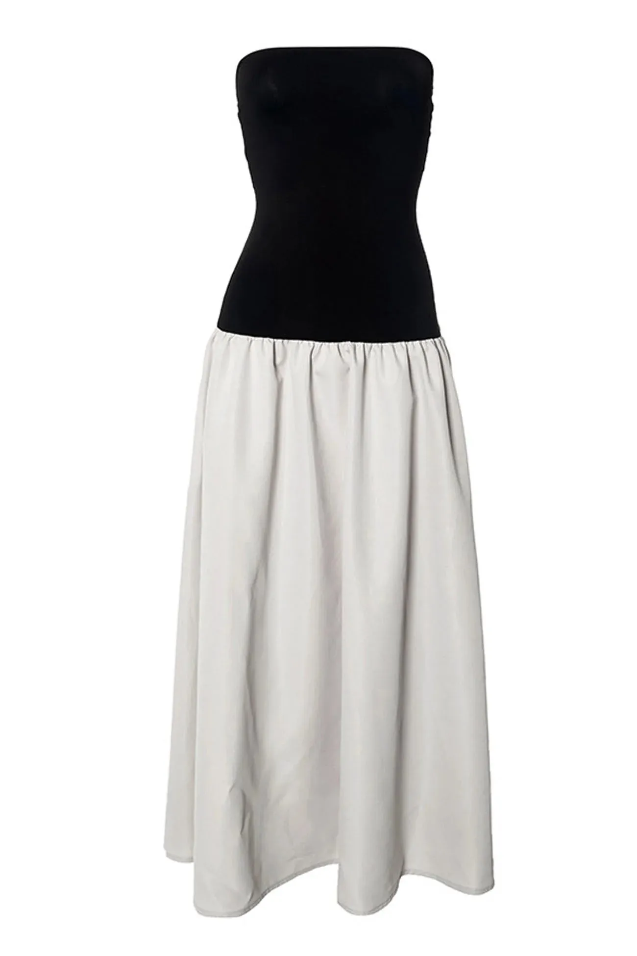 Black and Ivory Sophisticated Midi Gala Dress