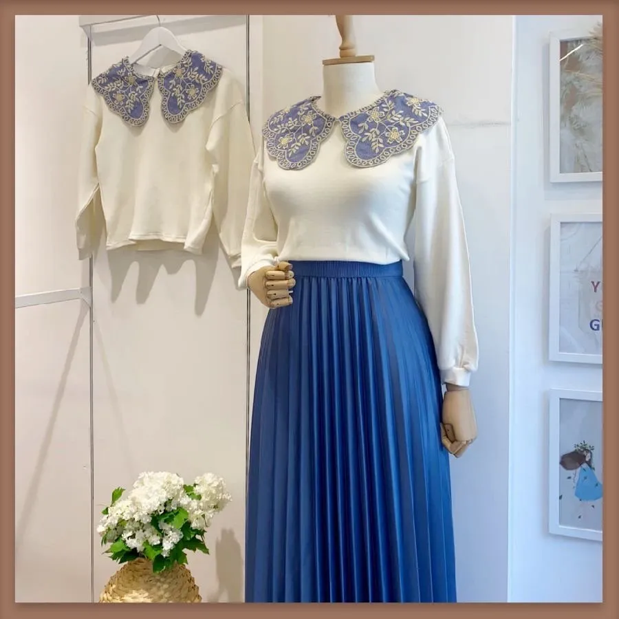 Blue Pleated Skirt Faya Boutique