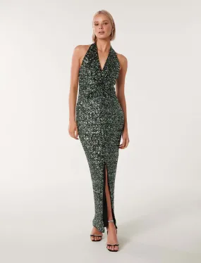 Brooke Sequin Halter Neck Dress