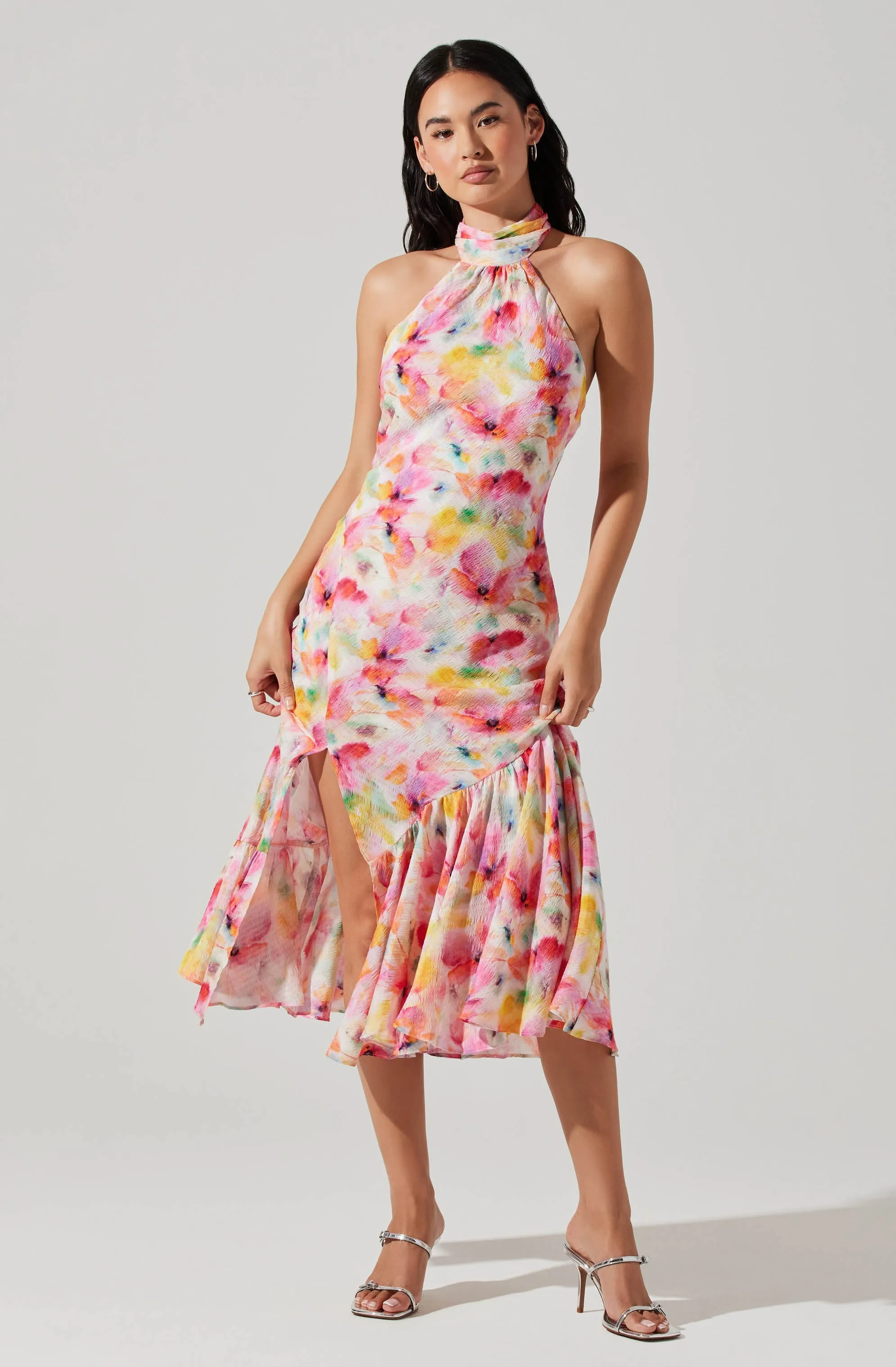 Caspia Floral Halter Neck Dress