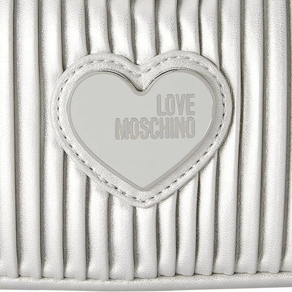 Clutch Donna con Tracolla LOVE MOSCHINO linea Pleated Argento JC4045