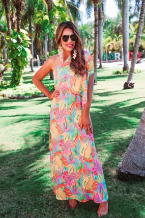 Coastal Vacay Tropical Maxi Dress