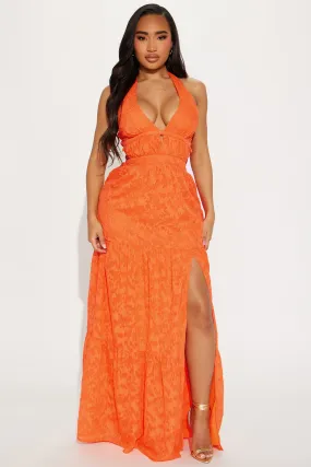 Come With Me Chiffon Maxi Dress - Orange