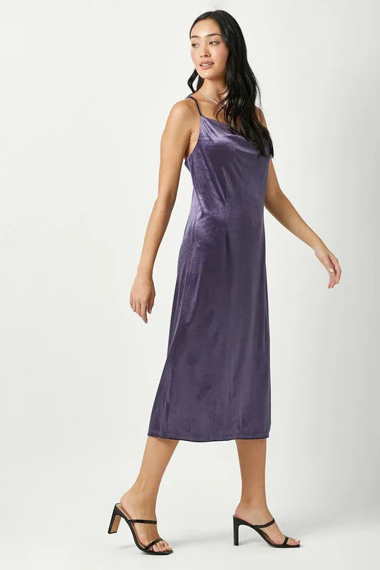 Cowl Neck Velvet Long Slip Dress