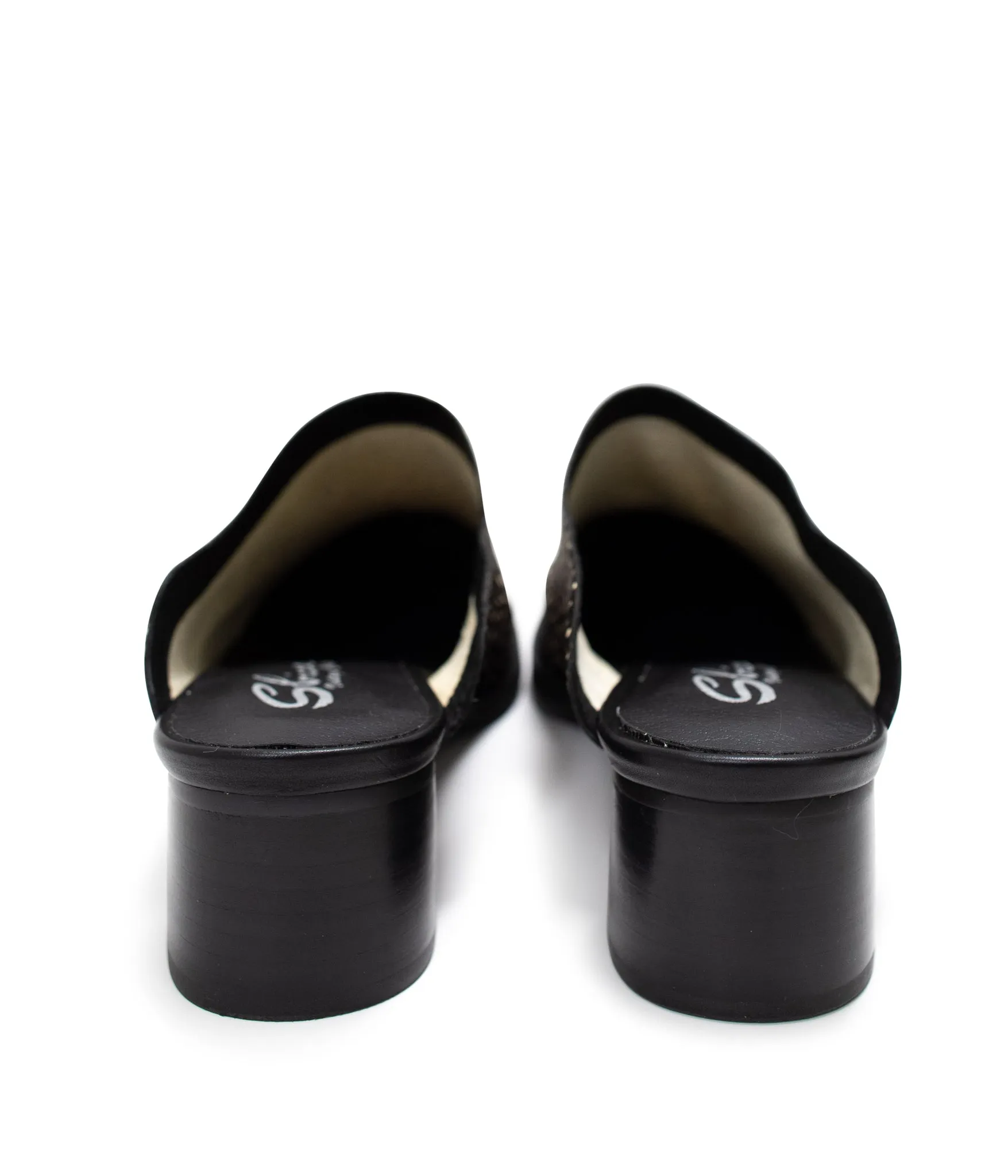 Damsel Hide Mules in Black