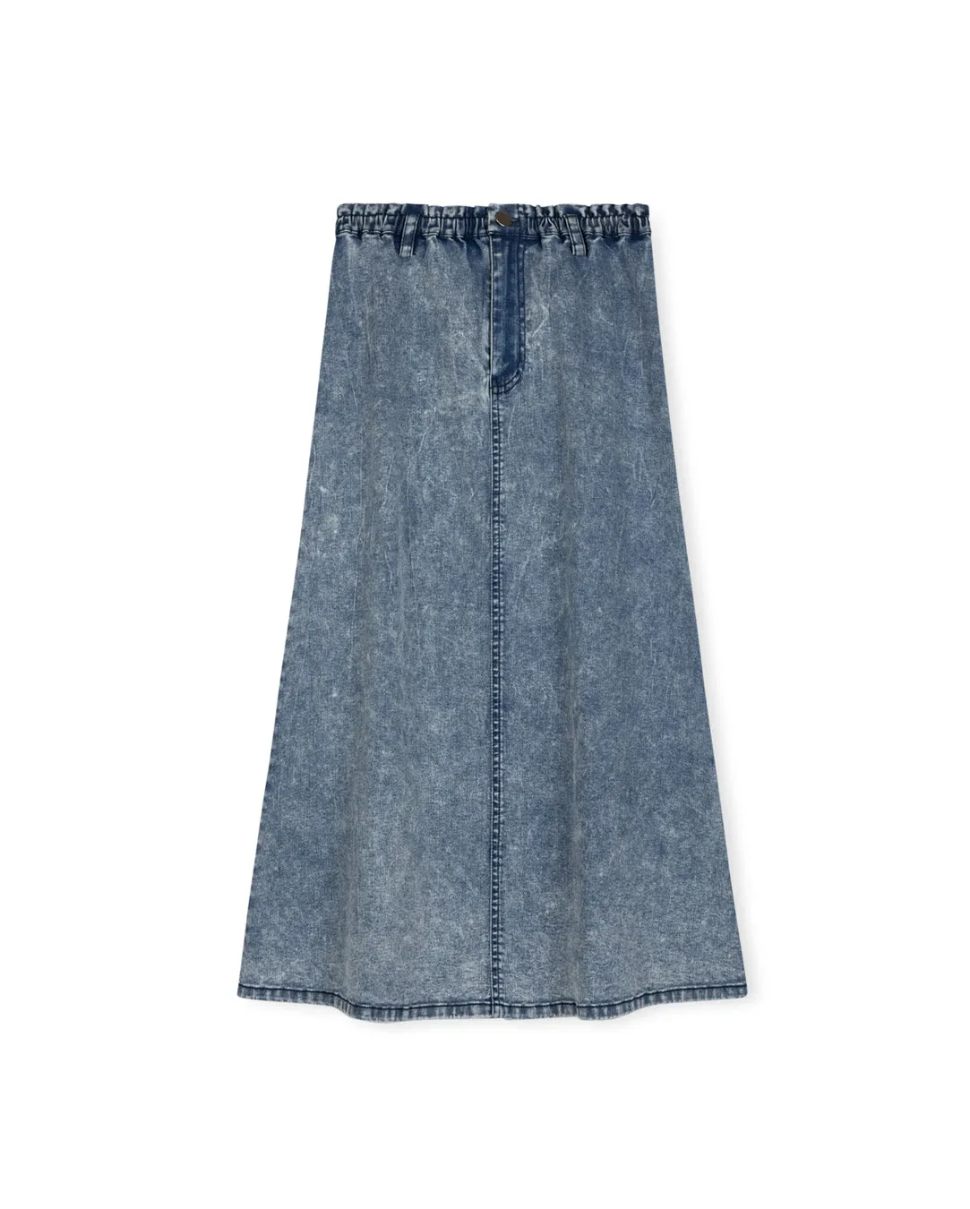 Denim Straight Fly Front Maxi Skirt