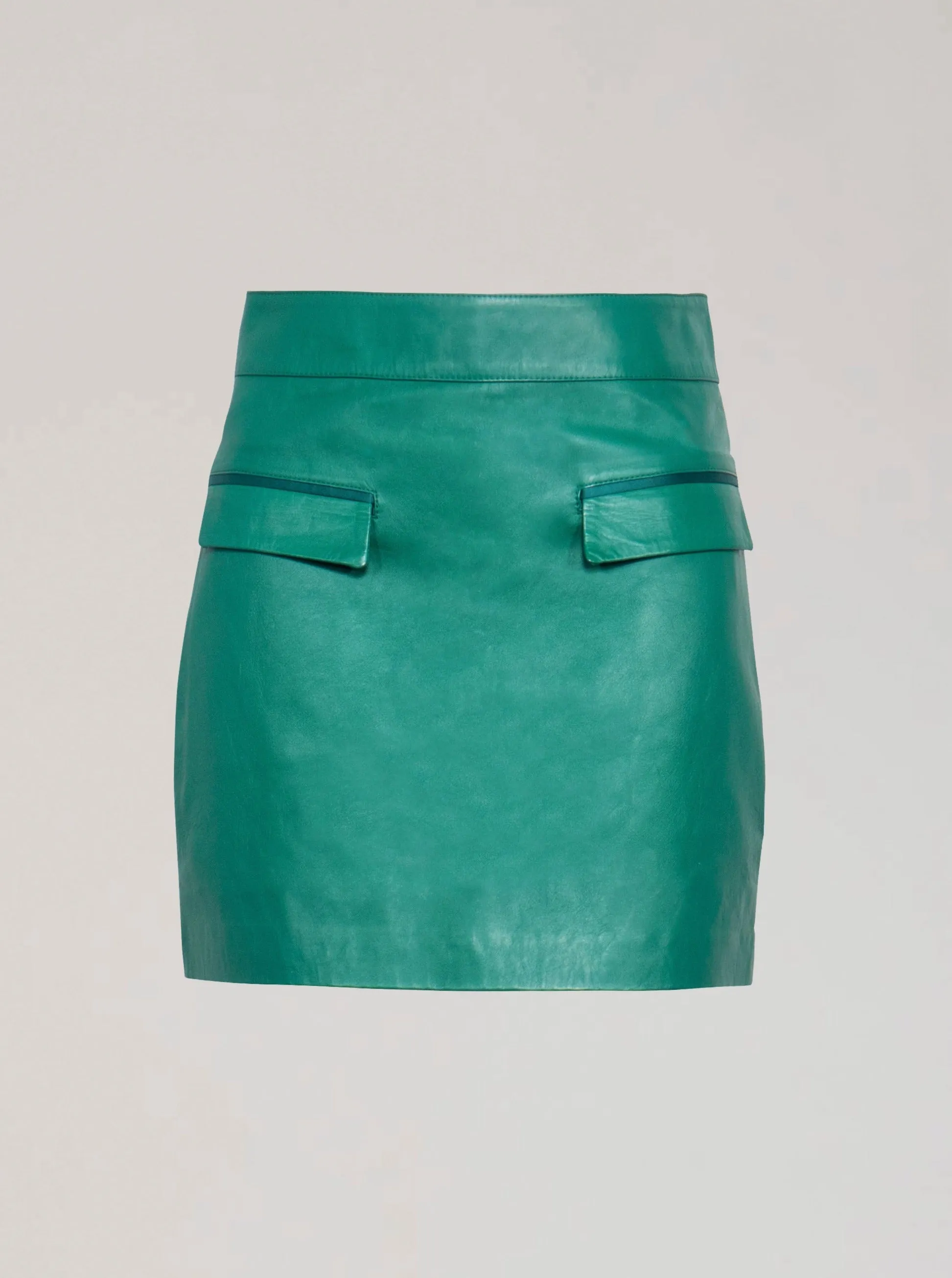 DION LEATHER MINI SKIRT - EMERLAD