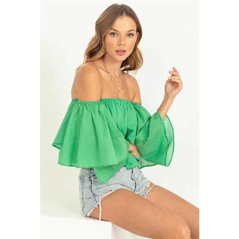 Easy Win Off the Shoulder Tiered Blouse