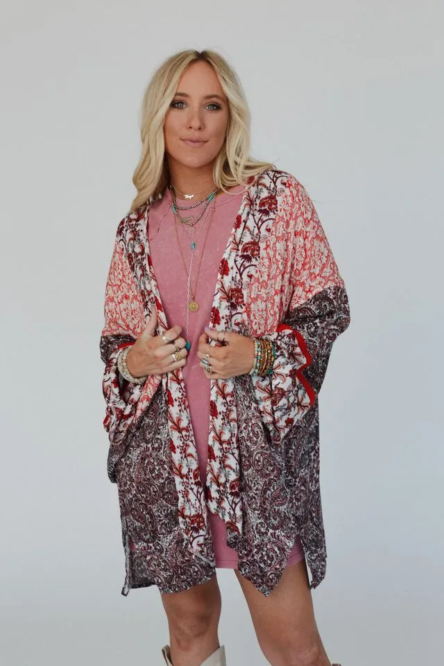 Free Spirit Floral Kimono - Peach