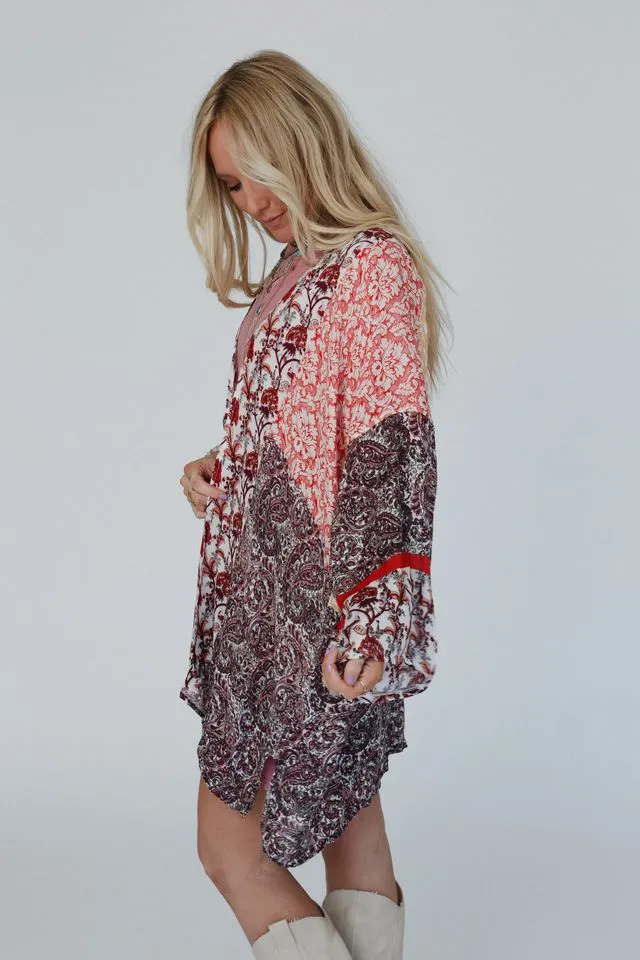 Free Spirit Floral Kimono - Peach