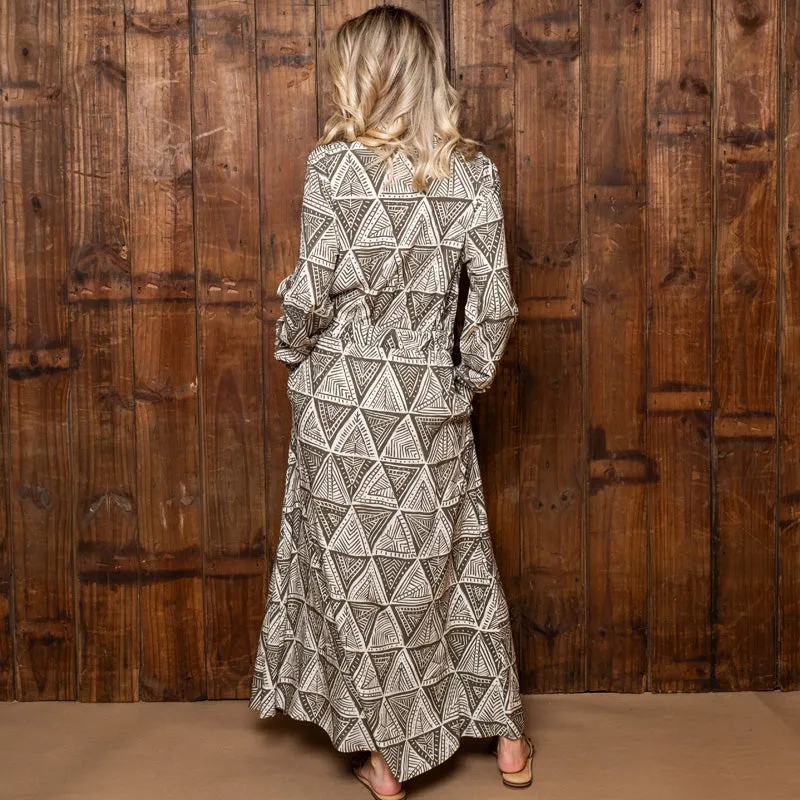 Geo Tribal Shirt Dress Fatigue