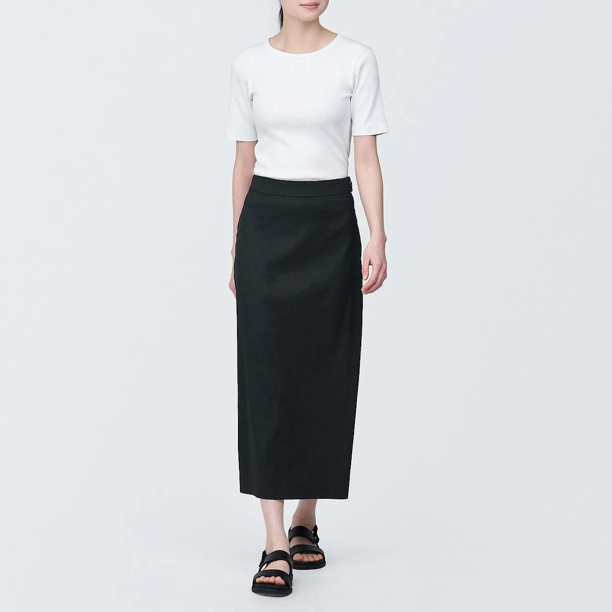 Hemp Blend Stretch Straight Maxi Skirt