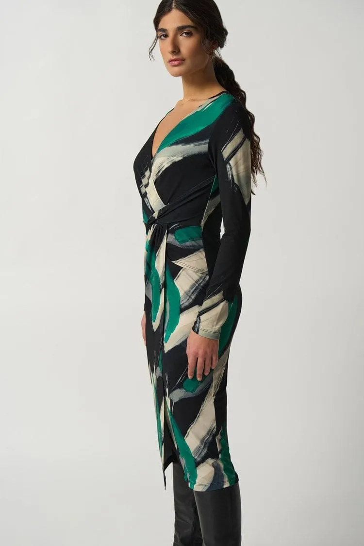 Joseph Ribkoff Abstract Print Wrap Dress - 233127