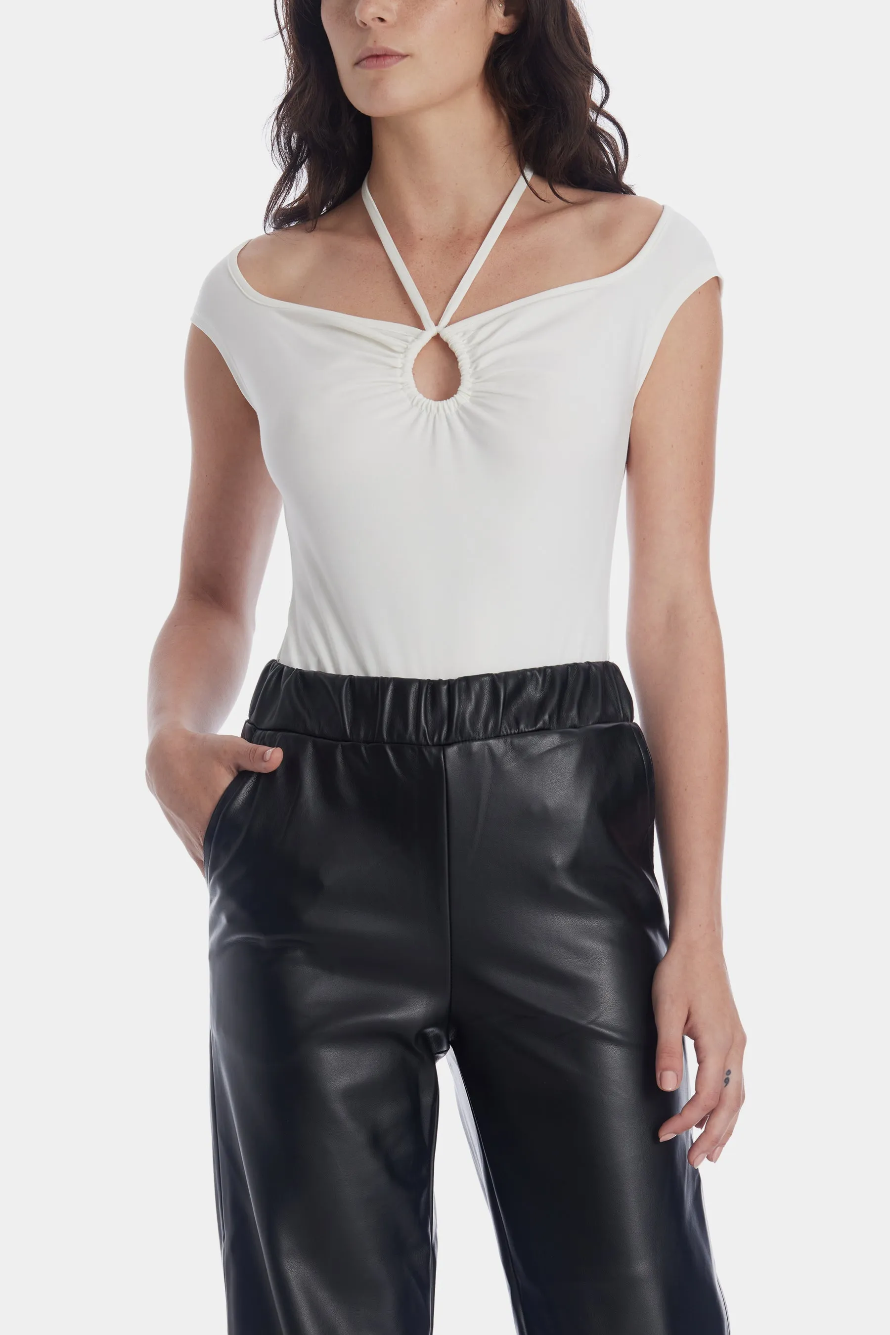 Keyhole Halter Neck Off The Shoulder Top