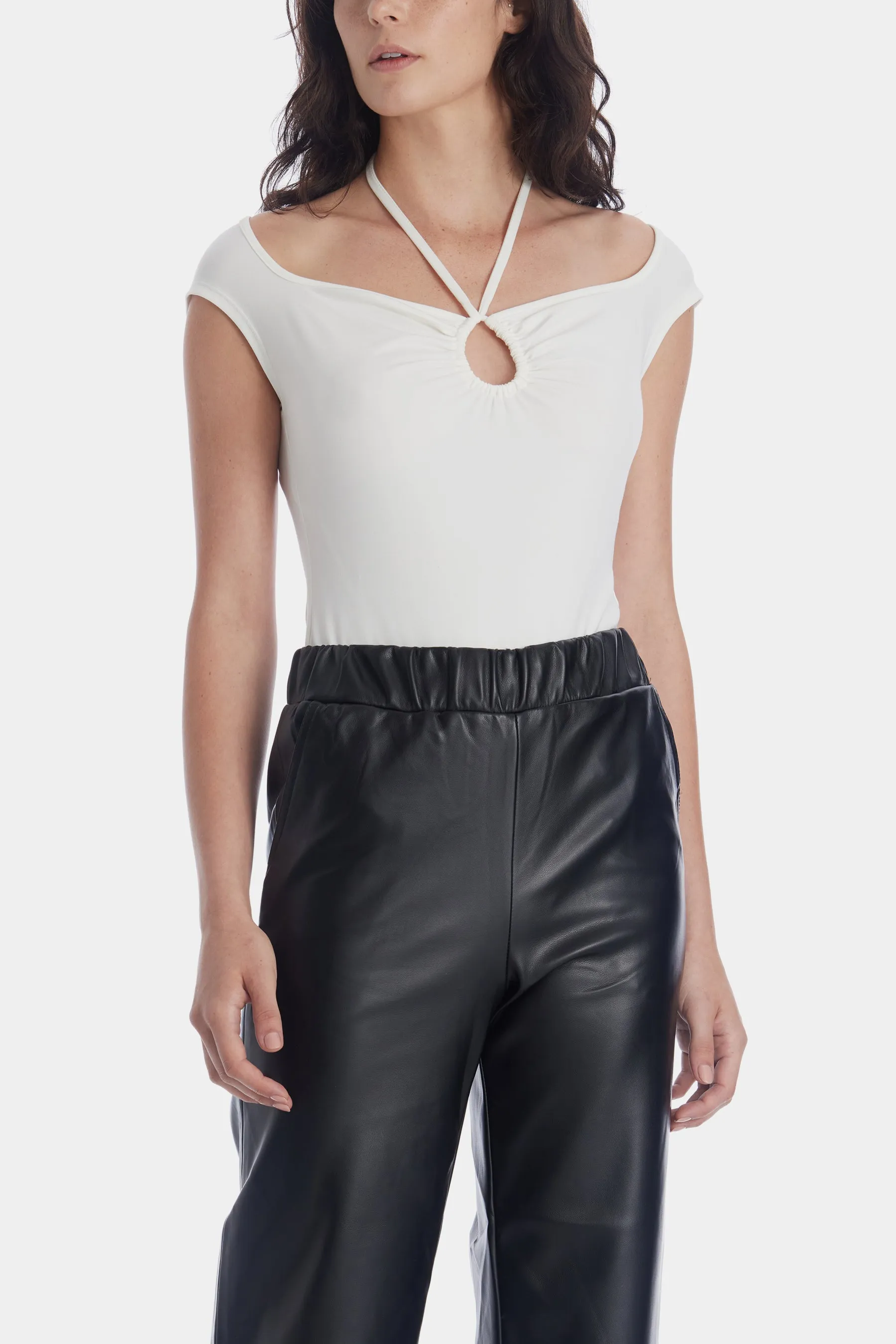 Keyhole Halter Neck Off The Shoulder Top