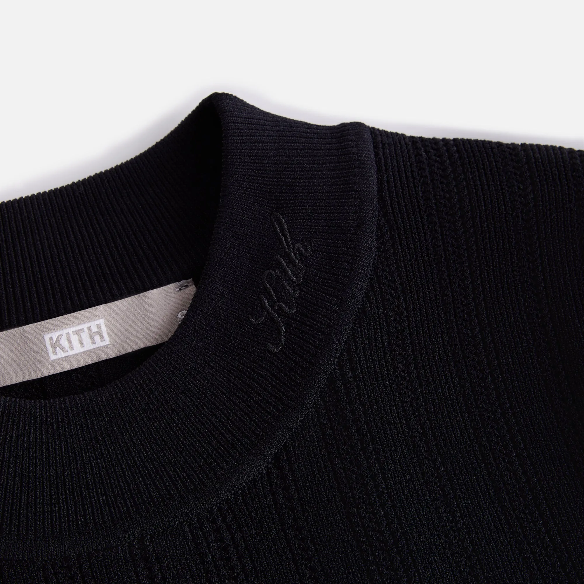 Kith Women Arys Mock Neck Pointelle Knit Tee - Black