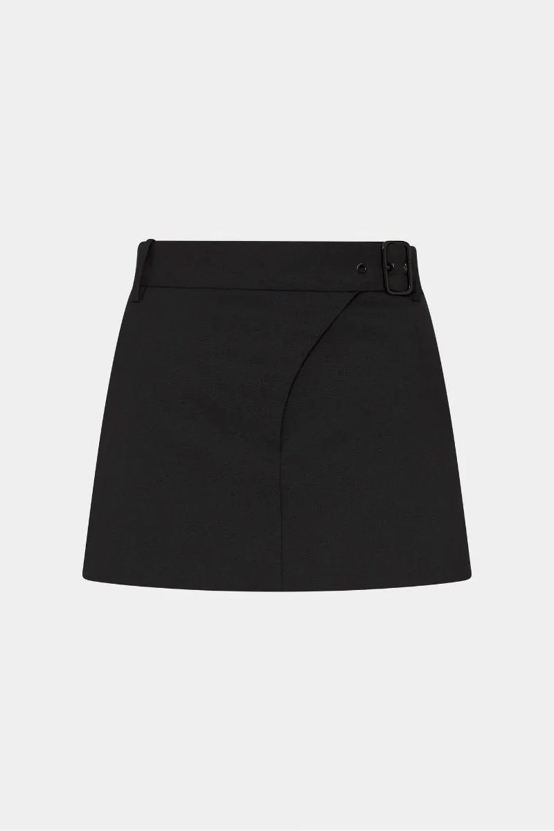 LEONARDO BELTED MINI SKIRT-BLACK