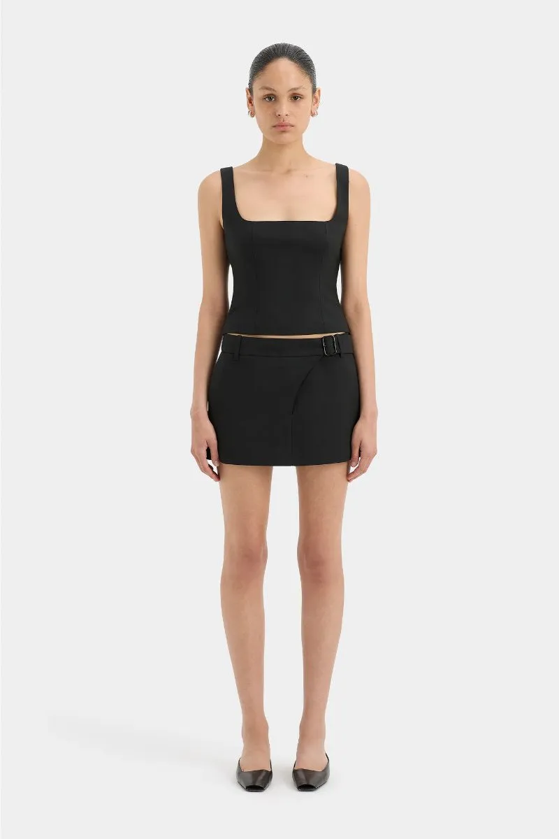 LEONARDO BELTED MINI SKIRT-BLACK