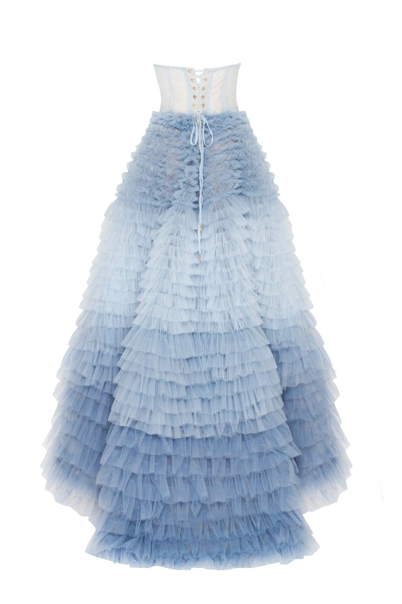 Light Blue Strapless Frill-Layered Fluffy Dress