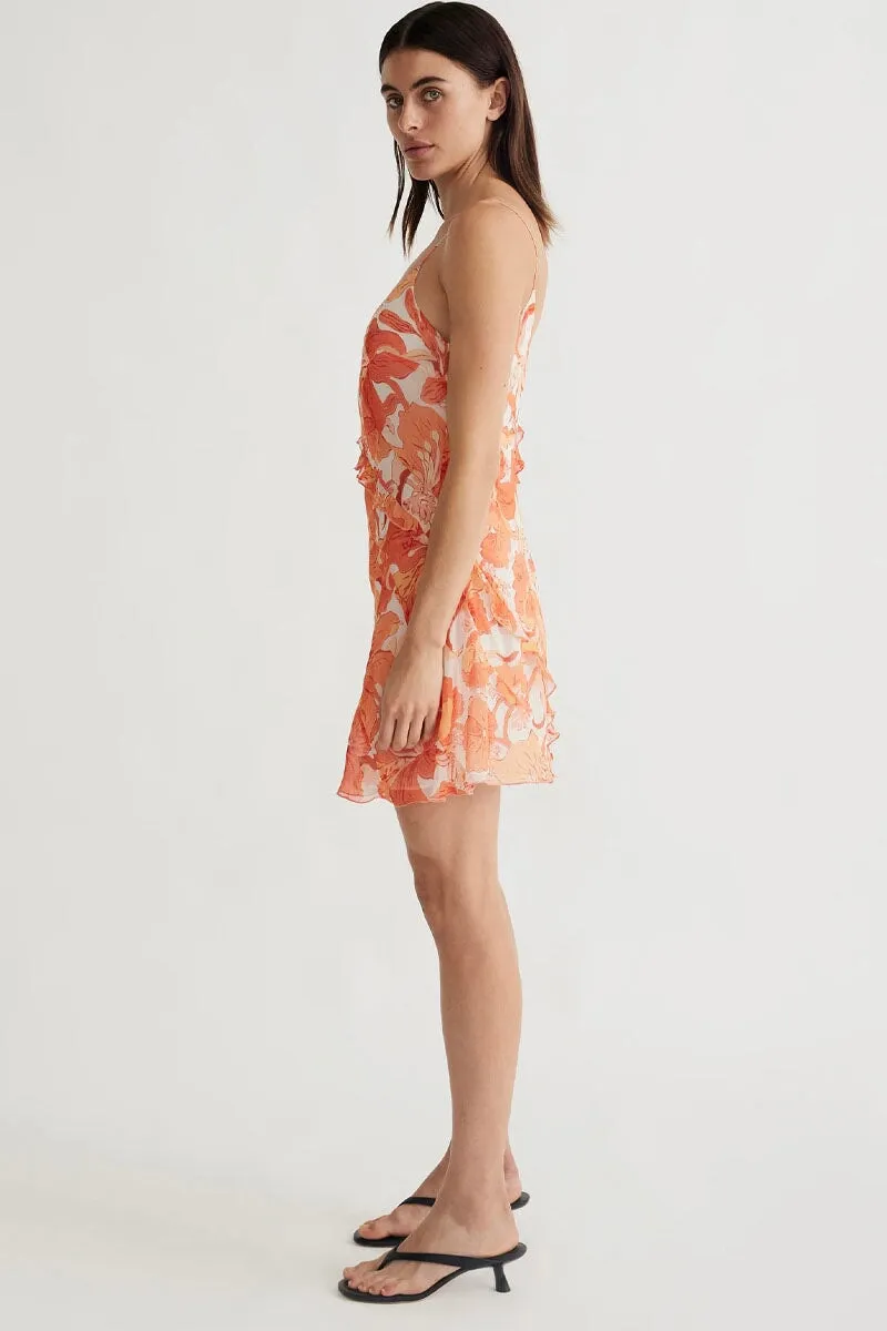 LOLITA CURVE SPAGHETTI STRAP MINI DRESS-TANGERINE