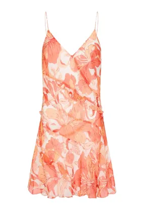 LOLITA CURVE SPAGHETTI STRAP MINI DRESS-TANGERINE