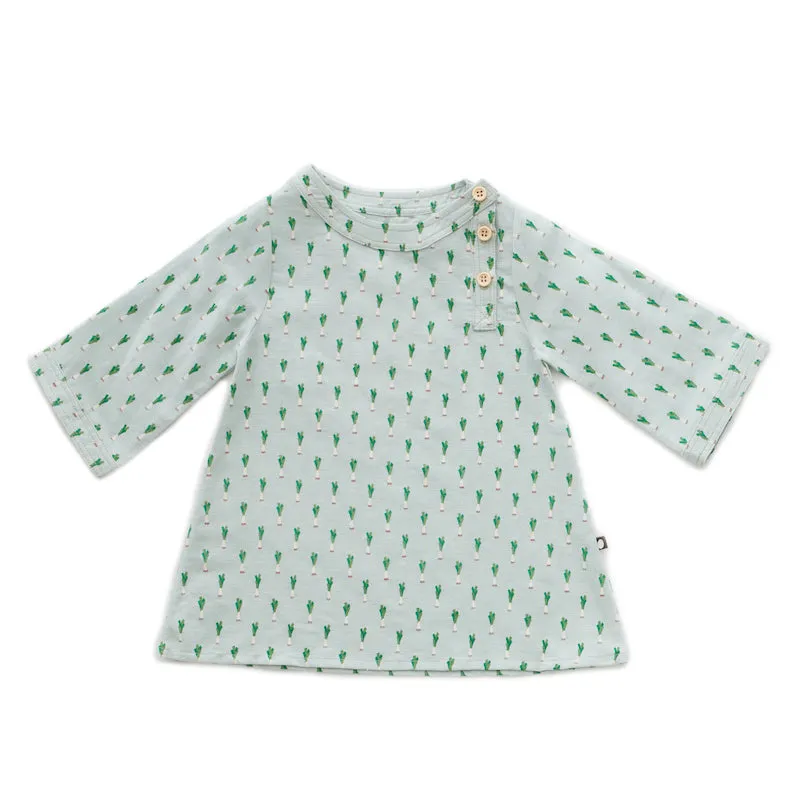 LONG SLEEVE DRESS - Leek Print