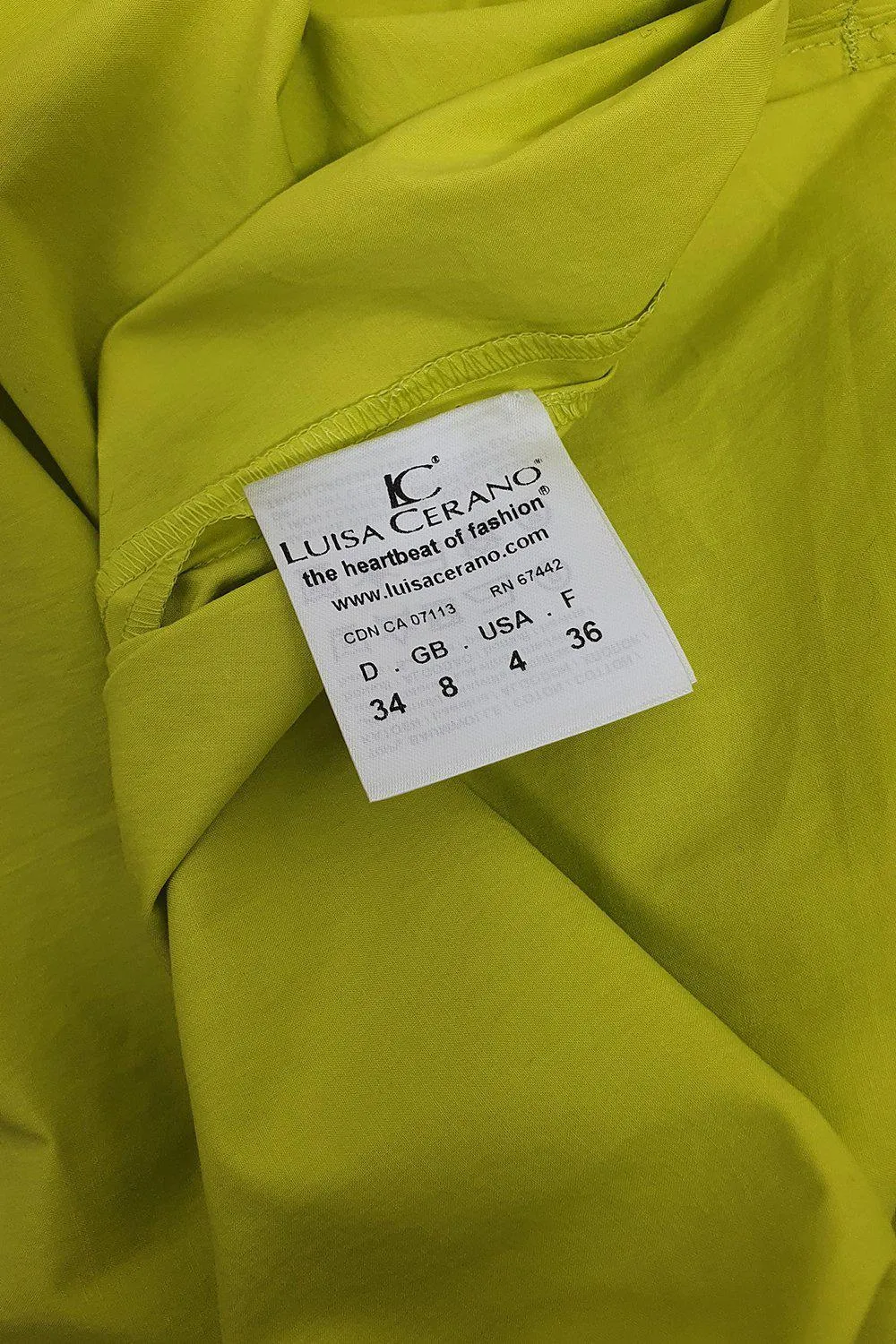 LUISA CERANO Mustard Yellow 100% Cotton Ruffle Collar Short Sleeved Dress (DE 34 | GB 8)